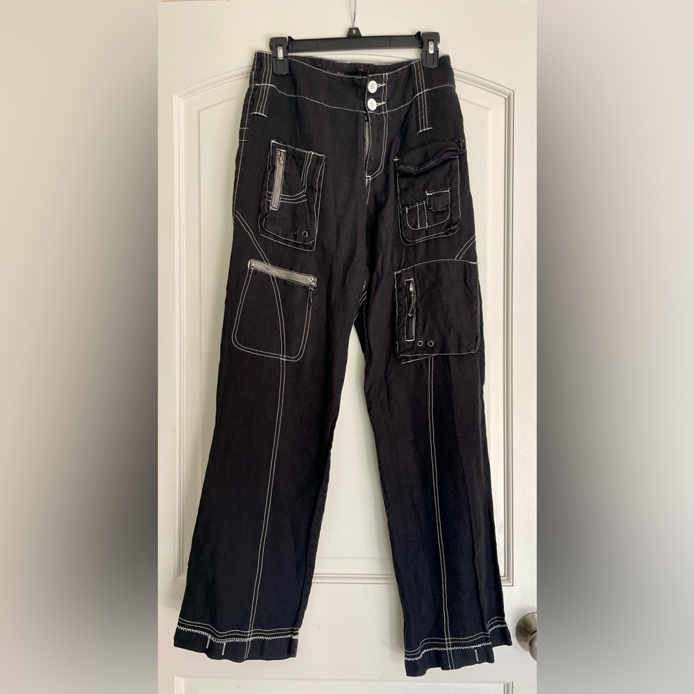 Pete & Greta Johnny Was Linen Cargo Avant Garde Y2K Pants